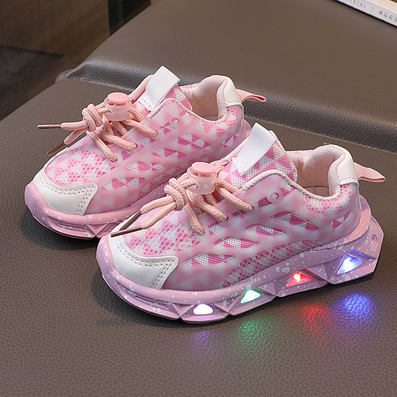 Picture of Kids Sneakers Children Baby Girls Boys Letter Mesh Led Luminous Socks Sport Run Sneakers Shoes Sapato Infantil Light Up Shoes