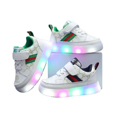 Picture of Winter walking boys girls, soft soled board babies, Lighting shoes for children, warm and thin plush cotton