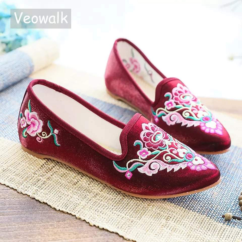 Picture of women velvet shoe,pump shoe , embroidery work, comfortable and washable
