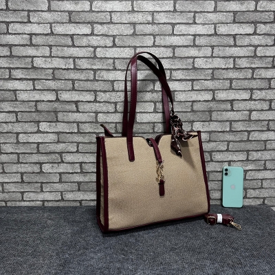 Picture of tote Bag Women Vintage Canvas Large Capacity Shoulder Bag Ladies Casual Everyday Drawstring Handbag