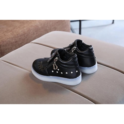 Picture of Kids Baby Infant Girls Crystal Bowknot LED Luminous Boots Sport Shoes Sneakers