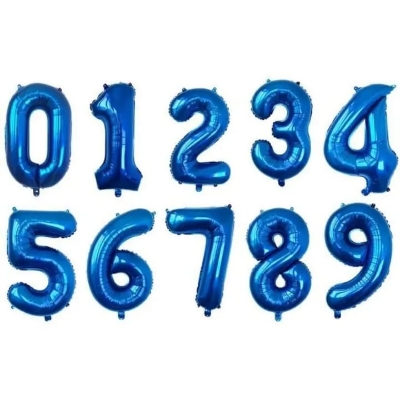 Picture of 32inch Number Foil Balloons Blue Helium Balloons 0-9 Birthday Party Decorations, Anniversary Decoratio - Blue