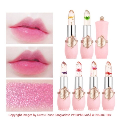 Picture of Crystal Jelly Flower Lipstick, 2 Pcs Flower Jelly Color Changing Lipstick Temperature Color Change Lip Balm Long Lasting Nutritious Moisturizer Lipstick PH Jelly Clear Lip Balm