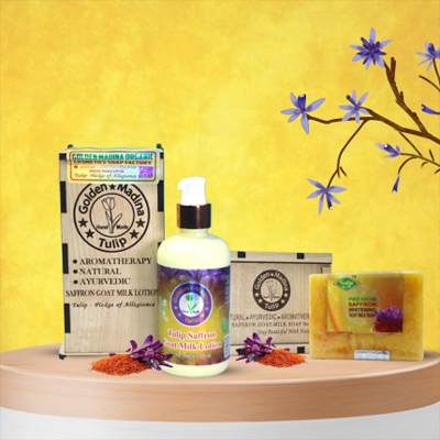 Picture of Golden Modina Tulip Saffron Goat Milk Lotion & Soap Combo 2pcs