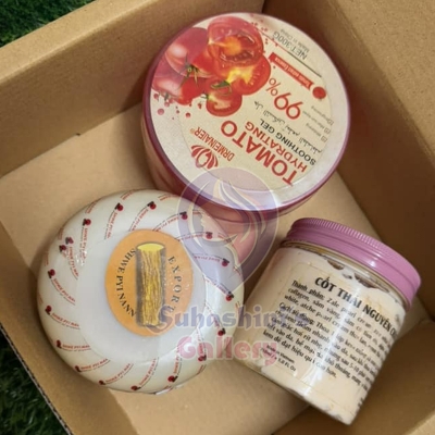 Picture of Natural Glow Combo - Kem Cot Thai Cream | Thanaka Face Pack | Tomato Soothing Gel WIth Free Lip Care