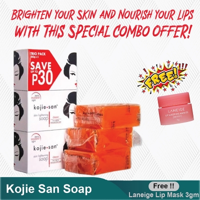 Picture of Kojie San Skin Care Soap LANEIGE Lip3g - Original Kojic Soap 65g x 3 Bars,2pcs