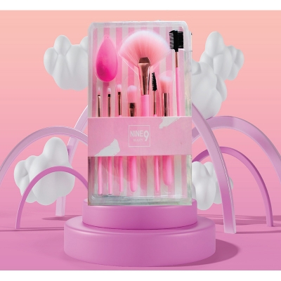 Picture of Nine 9 Beauty Complete Makeup Brush Set With Puff For Stylish Women 1pcs
