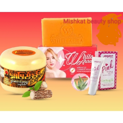 Picture of Suhashini's Special Glow Combo [Whtie Aura Miracle Carrot Soap + Shye Phi Nan Thanaka Facepack+ Nagano Pink Nipple Jelly]