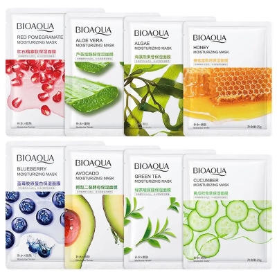 Picture of BIOAQUA 8 Pcs Set Different Flavours Moisturizing Hydrating Facial Face Sheet Mask- 25g Each.. 8 Pcs