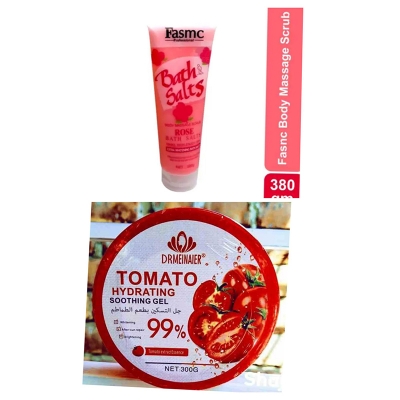 Picture of FASMC Rose Bath Salts Body Massage Scrub and Tomato Hydrating Soothing Gel 2 pcs