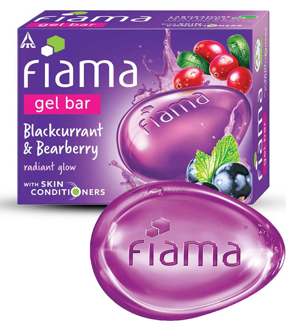 Picture of International Indian product Fiama gel bar Blackcurrant and Bearberry Soap used for male/ female - 125 gm