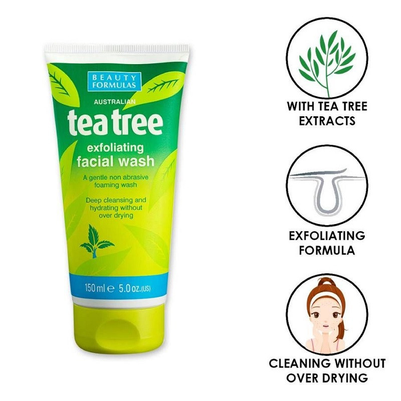 Picture of International UK product Beauty Formulas Tea Tree Exfoliating Facial wash used for male/female - 150 ml