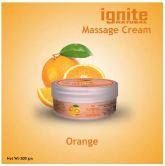 Picture of BSTI Approved Indian product Ignite massage cream Orange used for male/ female- 200 ml