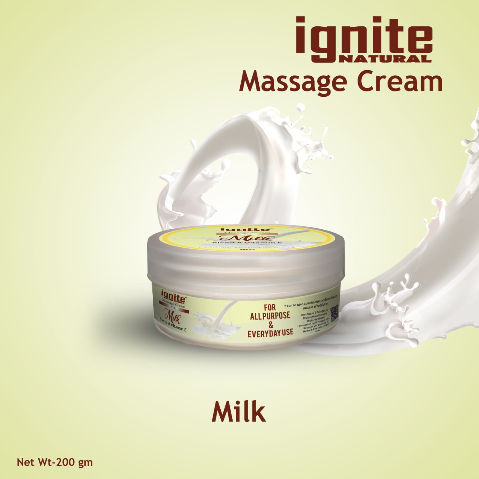 Picture of BSTI Approved Indian product Ignite massage cream Milk used for male/ female- 200 ml