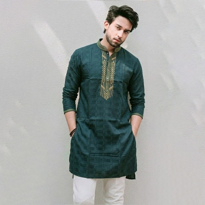 Picture of সাদা–অ্যাশ  কারুকাজ পাঞ্জাবি”