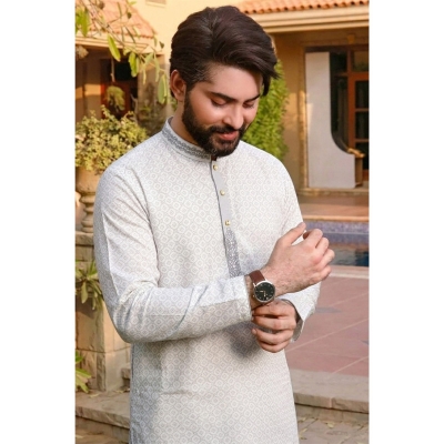 Picture of সাদা–অ্যাশ  কারুকাজ পাঞ্জাবি”