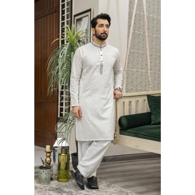 Picture of সাদা–অ্যাশ  কারুকাজ পাঞ্জাবি”