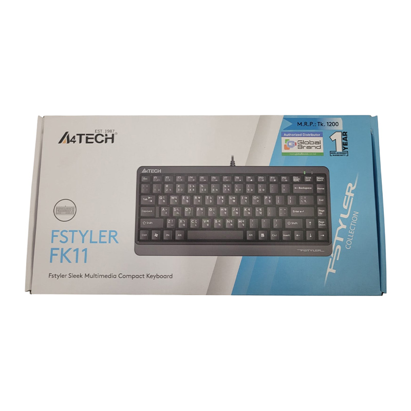 Picture of A4TECH FK11 USB Mini Keyboard With Bangla Black