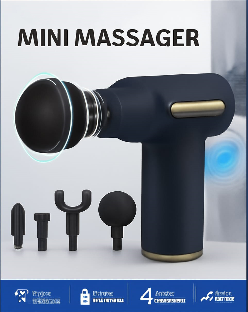 Picture of SL-720 Mini Deep Tissue Therapy Massager Gun – 6 Speed Levels, 4 Interchangeable Heads, Quiet & Portable Muscle Relaxation Tool