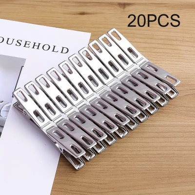 Picture of 20pcs Stainless Steel Clothespins, Binder Clips, Heavy Duty Clothes Pins, Metal Clip Set, Metal Clothes Clips