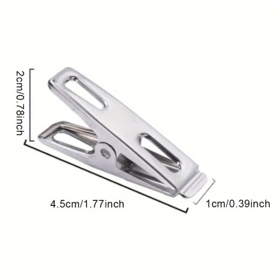 Picture of 20pcs Stainless Steel Clothespins, Binder Clips, Heavy Duty Clothes Pins, Metal Clip Set, Metal Clothes Clips