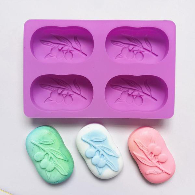 Picture of 4-piece olive tree soap 564 chocolate silicone mold cake pudding dessert mold soap baking utensils