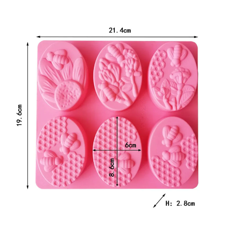 Picture of 6-piece Oval bee soap 105 silicone mold cake pudding dessert mold soap baking