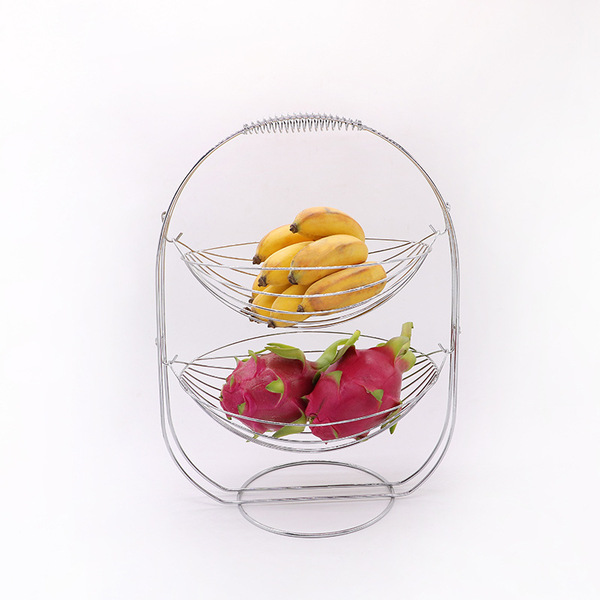 Picture of Fruit Basket Stand 2-Tier Stainless Steel Stand for Fruit and Vegetables Fruit Bowl Metal for Fruit/Bread/Snacks/Sweets/Vegetables Display Stand