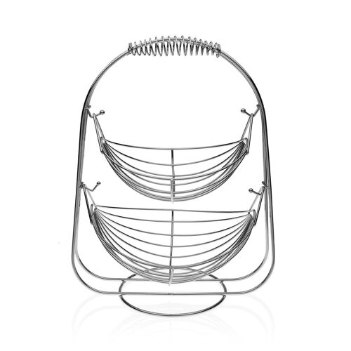 Picture of Fruit Basket Stand 2-Tier Stainless Steel Stand for Fruit and Vegetables Fruit Bowl Metal for Fruit/Bread/Snacks/Sweets/Vegetables Display Stand