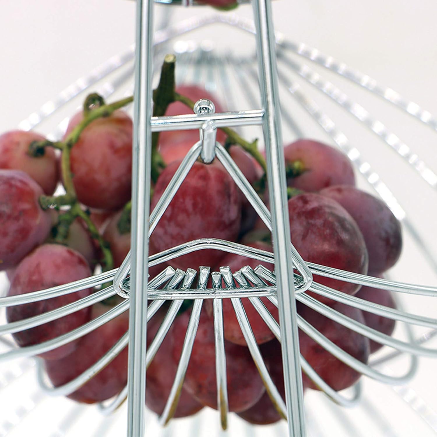 Picture of Fruit Basket Stand 2-Tier Stainless Steel Stand for Fruit and Vegetables Fruit Bowl Metal for Fruit/Bread/Snacks/Sweets/Vegetables Display Stand