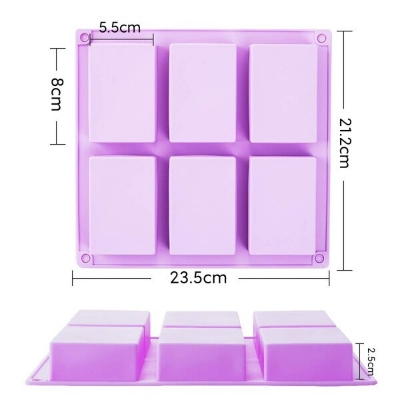 Picture of 6-Connected Rectangular Silicone Cake Mold Silicone Soap Handmade Soap Mold Rectangular 100ml Handmade Soap Mold