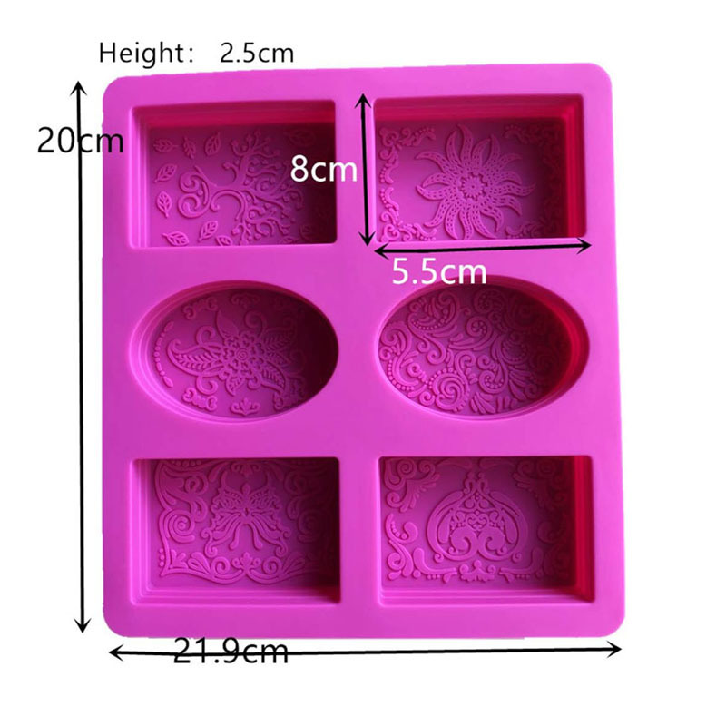 Picture of 6 even soap silicone sugar mold handmade soap square soap baking mold decoration pendant cake grinder