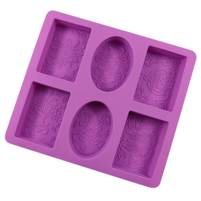 Picture of 6 even soap silicone sugar mold handmade soap square soap baking mold decoration pendant cake grinder