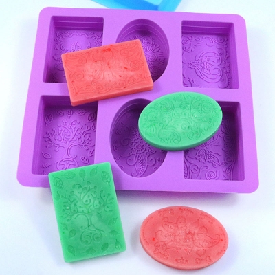 Picture of 6 even soap silicone sugar mold handmade soap square soap baking mold decoration pendant cake grinder