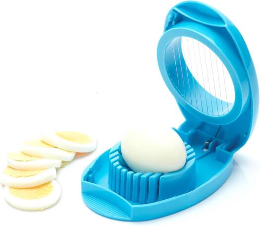 Picture of Egg Slicer on Card Stainless Steel Blades for Perfectly Even Slices Perfect for Boiled Eggs Fruits and More Compact Easy to Use Dishwasher Safe Convenient Kitchen Tool for Meal Prep & Snacks