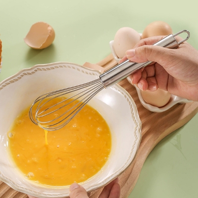 Picture of Hand held egg beater egg mixer stainless steel wire cream beater baking tool round handle