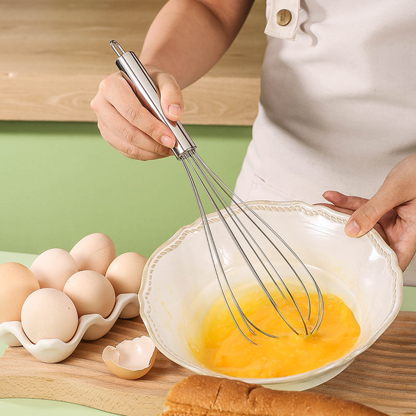 Picture of Hand held egg beater egg mixer stainless steel wire cream beater baking tool round handle