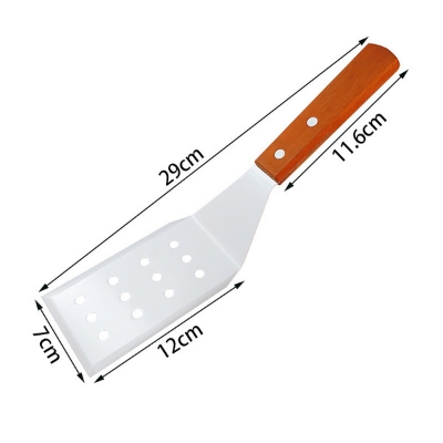 Picture of stainless steel spatula with a wooden handle