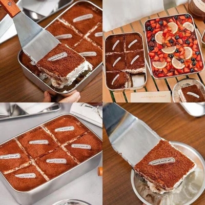 Picture of stainless steel spatula with a wooden handle