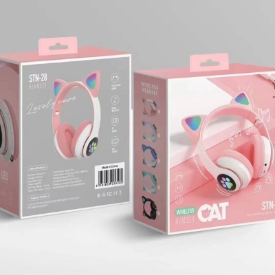 Picture of Hot cat ear headset cute girl headset card-inserting fordable wireless headset