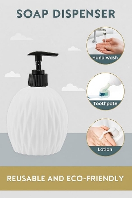 Picture of Living Dimond Cut Design Liquid Soap Dispenser, Multipurpose Refillable Plastic Pump for Hand Wash, Dish Wash, Shampoo, Kitchen, Bathroom, and Household Use