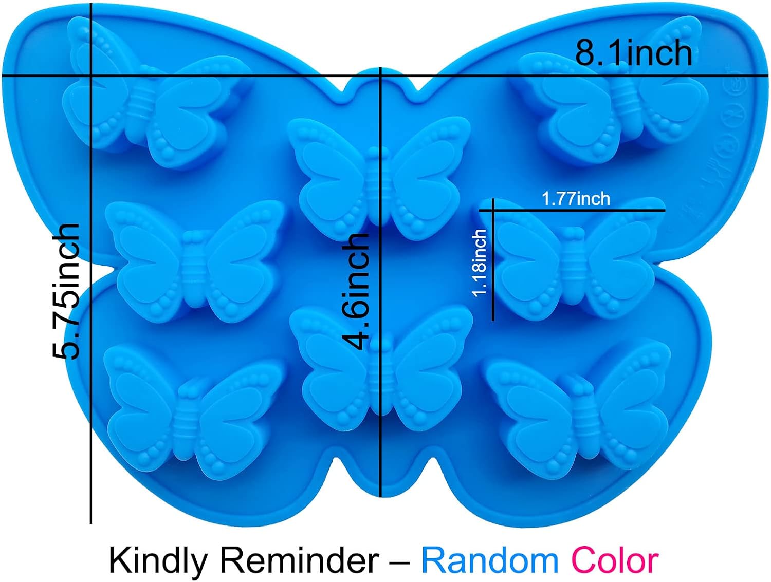 Picture of Butterfly Mold Silicone Cake Mold Butterfly Shape Ice Cube Tray Non Stick for Chocolate Candy Baking Soap Pudding Jello 1 Pcs Random Color