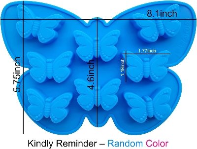 Picture of Butterfly Mold Silicone Cake Mold Butterfly Shape Ice Cube Tray Non Stick for Chocolate Candy Baking Soap Pudding Jello 1 Pcs Random Color