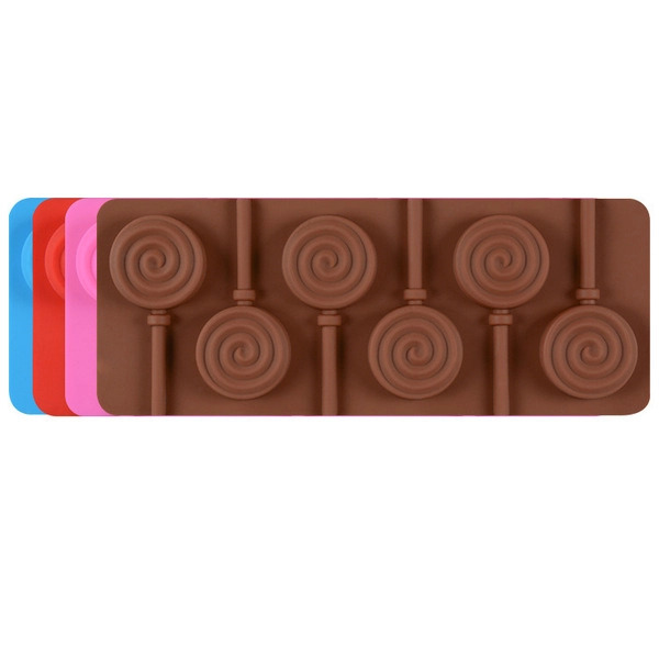 Picture of Lollipop Silicone Mold Lollipop Shape with 6 Cavities Chocolate Molds for Making Lollypop, Chocolate, Bonbons and Fondant DIY