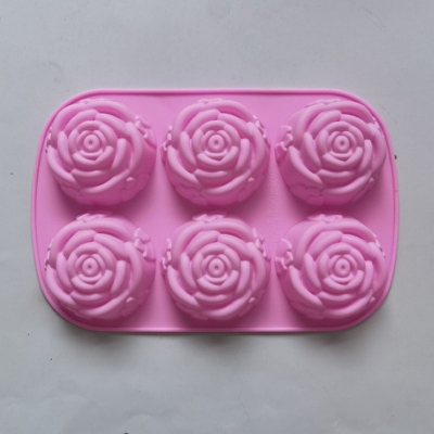 Picture of Rose Flower Silicone Molds 6-Cavity Non-Stick Chocolate Candy Cake Molds Easy Release Rose Mold for Valentine's Day Chocolate, Fondant, Mousse Cake, Dessert, Jelly, Biscuit