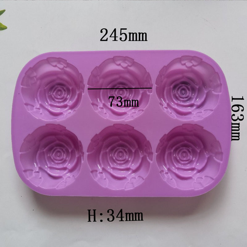 Picture of Rose Flower Silicone Molds 6-Cavity Non-Stick Chocolate Candy Cake Molds Easy Release Rose Mold for Valentine's Day Chocolate, Fondant, Mousse Cake, Dessert, Jelly, Biscuit