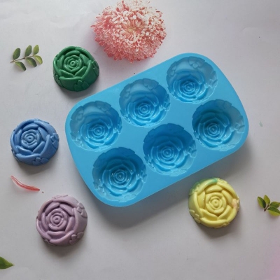 Picture of Rose Flower Silicone Molds 6-Cavity Non-Stick Chocolate Candy Cake Molds Easy Release Rose Mold for Valentine's Day Chocolate, Fondant, Mousse Cake, Dessert, Jelly, Biscuit