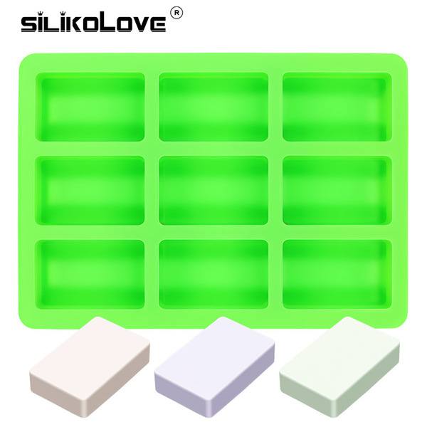 Picture of Minghao DIY Silicone 9-Connected Rectangular Silicone Soap Mold Creative Cold Process Soap Mold Silicone Cake Bread Mold