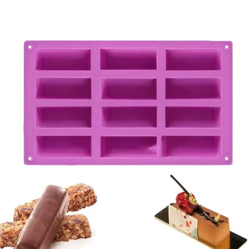 Picture of 12 Cavity Medium Narrow Silicone Rectangle Mold Protein Bars Molds