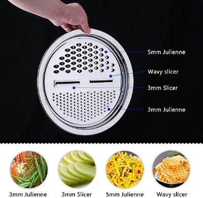 Picture of Silver 3 in 1 Stainless Steel Drain Basket Vegetable Cutter Kitchen